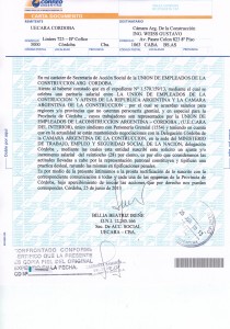 Carta documento UECARA DEL INTERIOR